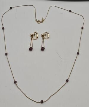 Vntg Crown Trifari Aurora Dangle Earrings w/Matching Station Necklace